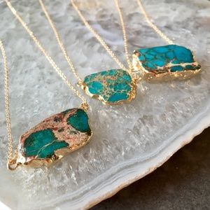 Raw Jasper Sea Sediment 18K Gold Boho Necklace